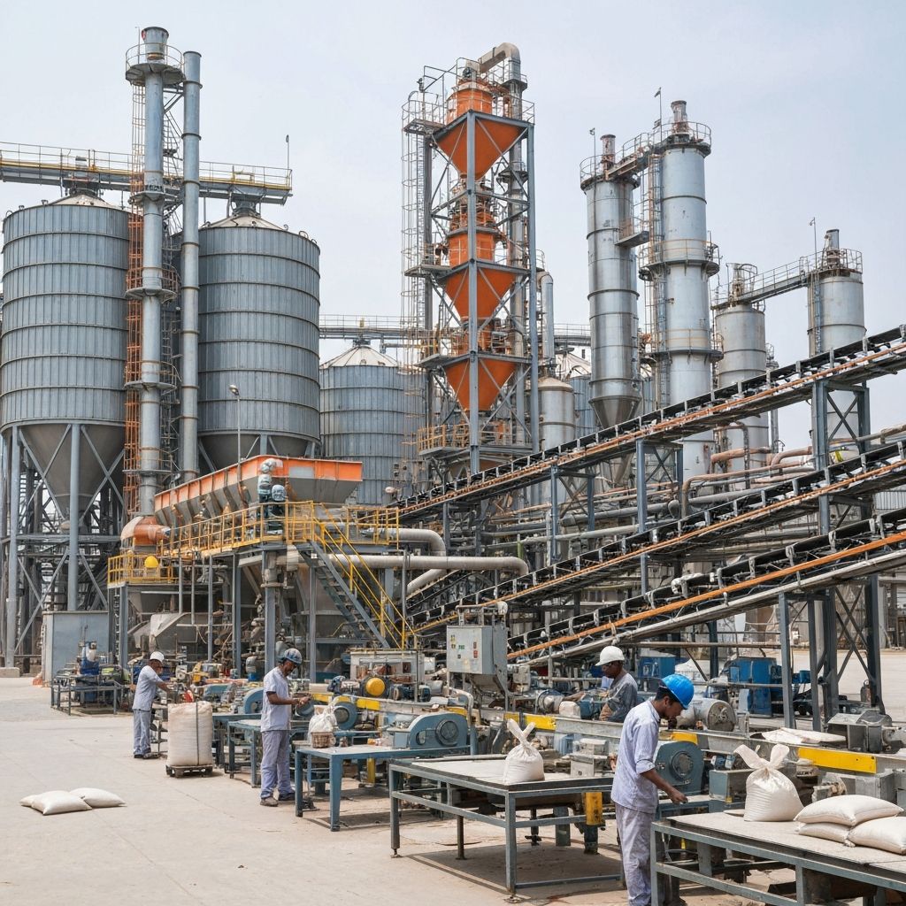 Fertilizer granulation and bagging plant